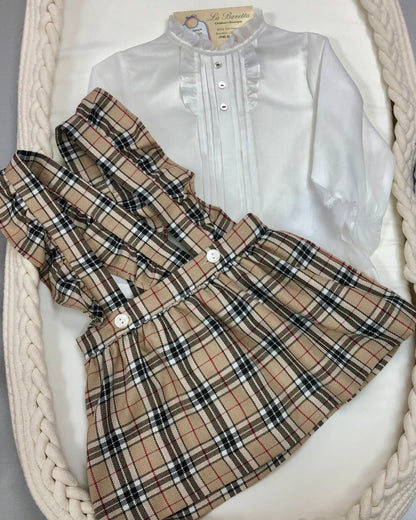 Plaid 2pc Girls romper Dress