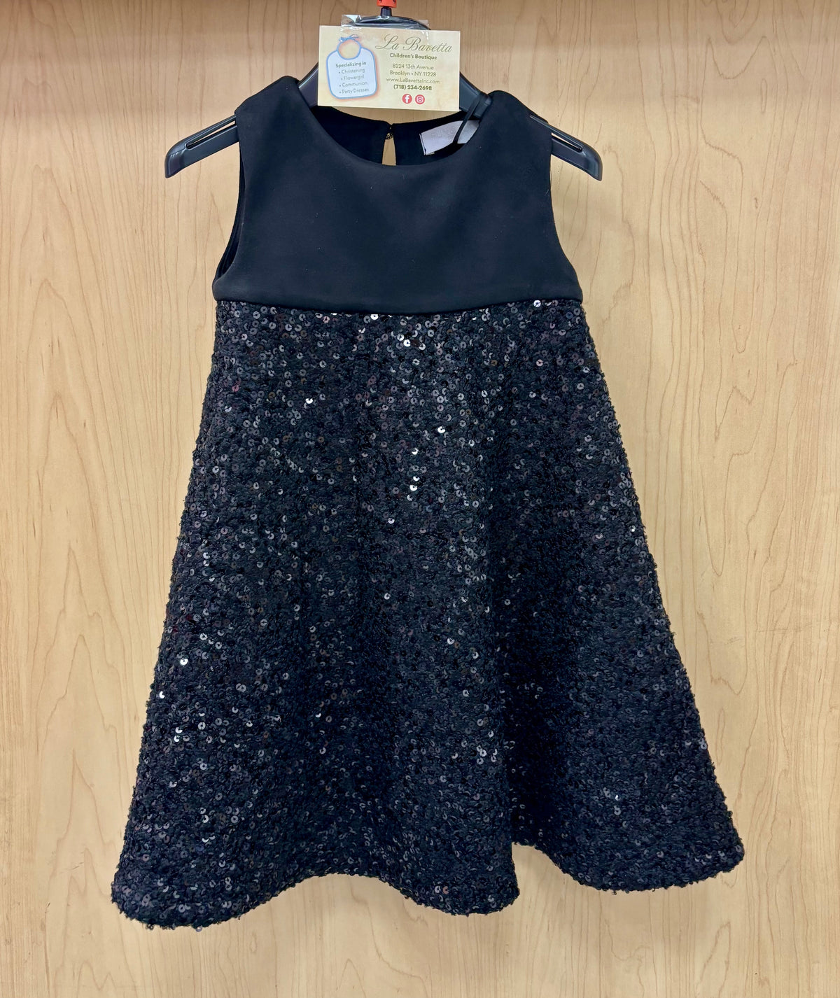 Girls Black Sequin Party Dress Made In Italy