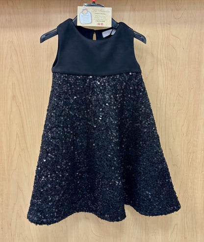Girls Black Sequin Party Dress Made In Italy