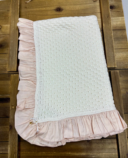 Ivory Knit & Blush Silk Ruffle Layette Take Me Home Set