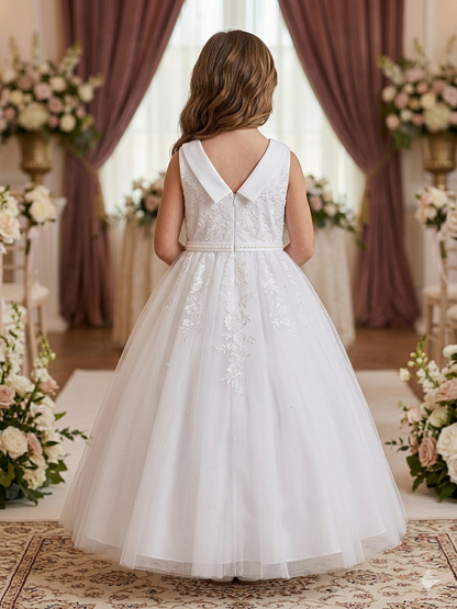 Embroidered Tulle First Communion & Flower Girl Dress