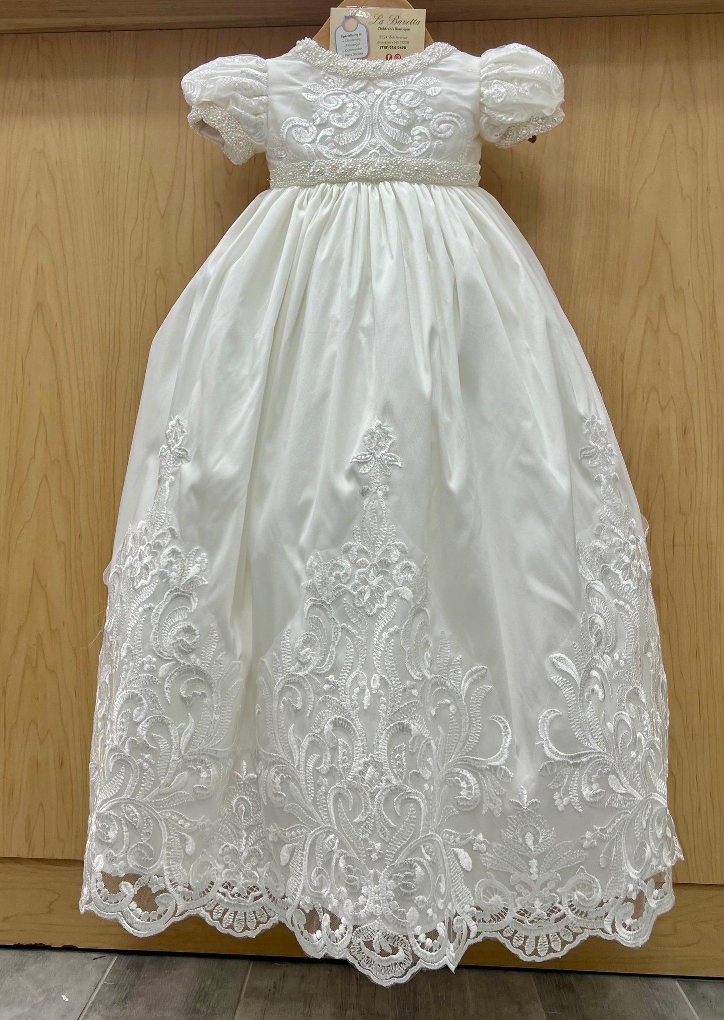 Heirloom Christening Gown with Pearl Embroidery Bianca