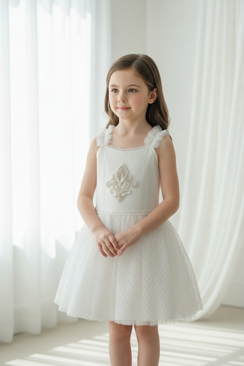 Pearl Beaded Emblem Bohemian   Dress