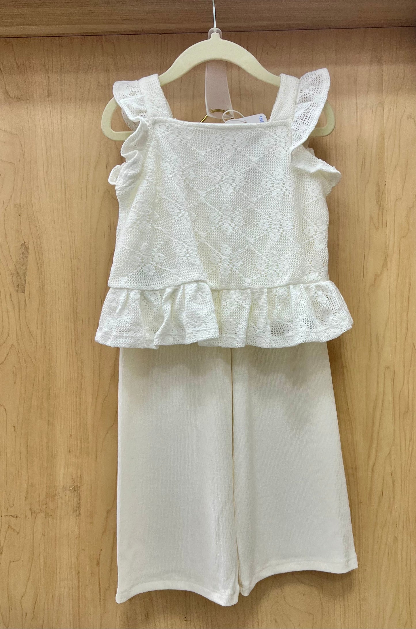 Girls Ivory crochet Top and Pants set