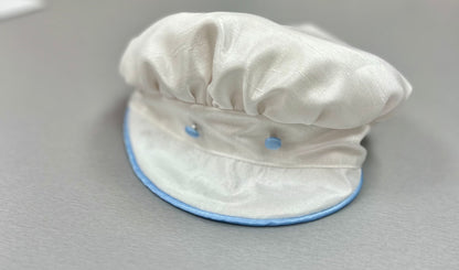 Blue William-White shantung shorts baptism suit
