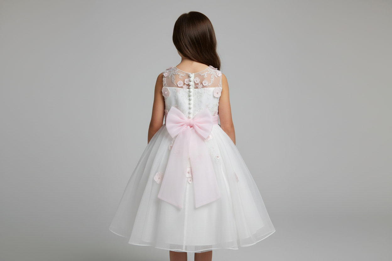 Organza pink & white dress 070154 Sarah Louise