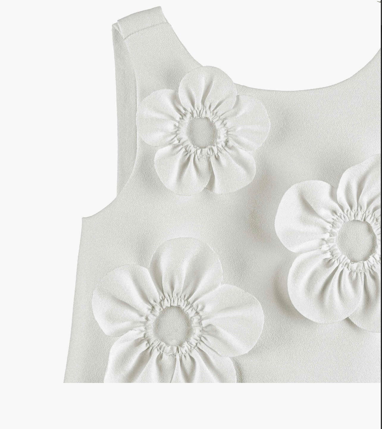 Girls ivory/white  crepe dress with flower appliqués