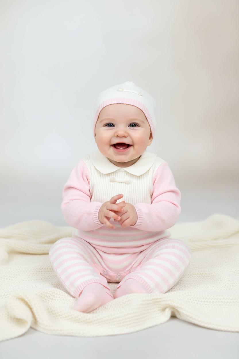 Pink Knit Baby Girl 3-Piece Take-Home Set