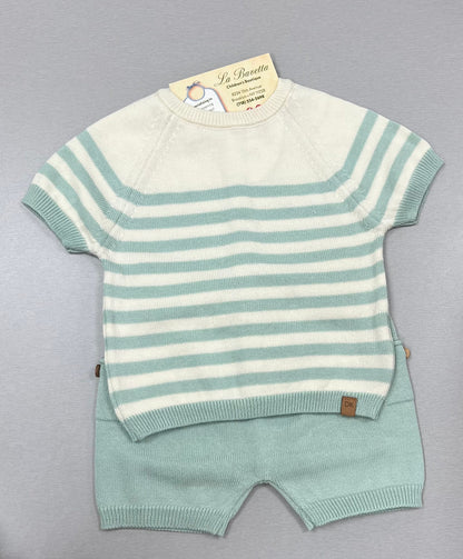 Mint Striped Knit Two-Piece Set