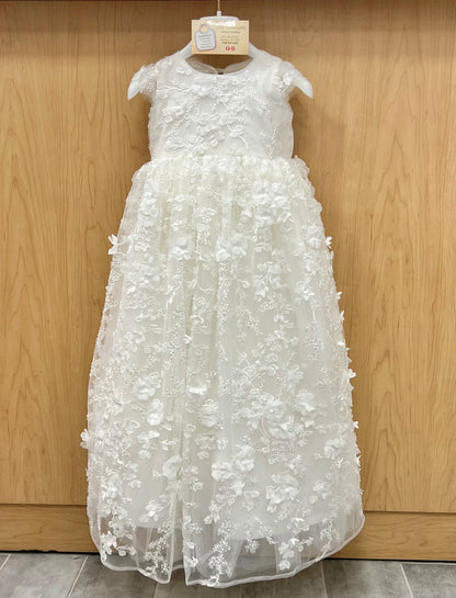 Christening Dress with 3D lace and flowers