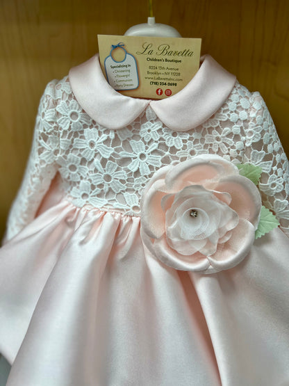 Pink lace top party Dress Made In Italy