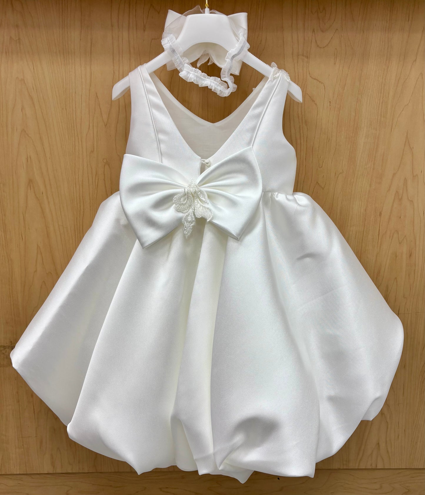 Ivory Rose Petal Bubble Dress with Bow Back |Flower Girl Dress