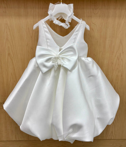 Ivory Rose Petal Bubble Dress with Bow Back |Flower Girl Dress