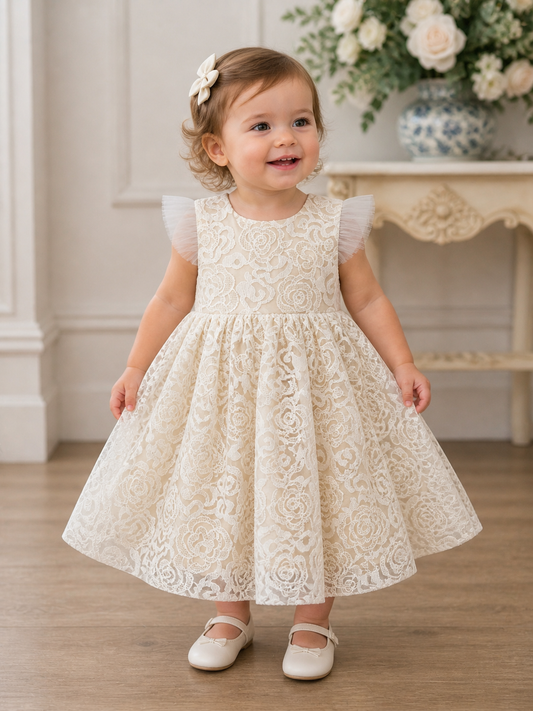 Little Darling Champagne Rose  Baby Dress