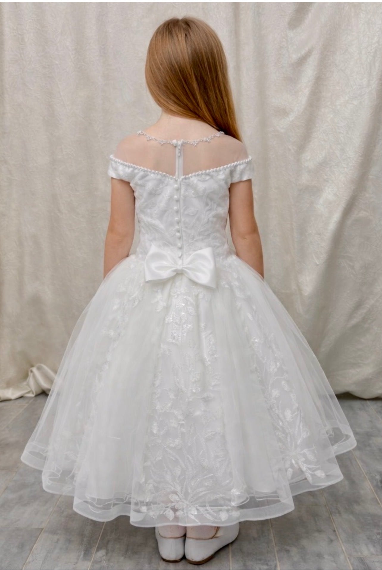 Angelic Blooms Embroidered Communion Dress