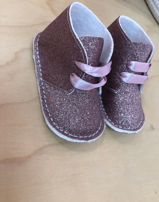 Girls pink sparkly soft shoes 7747