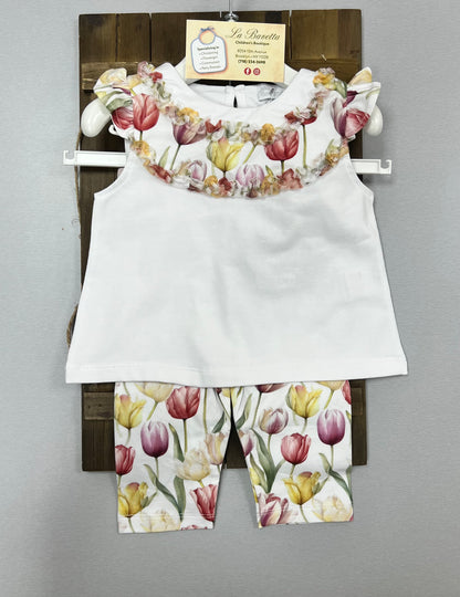Floral Ruffle Top & legging set CDV251303