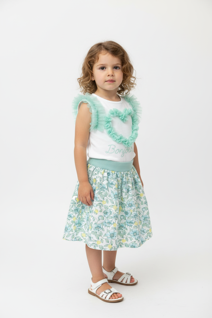 2Pc floral skirt set