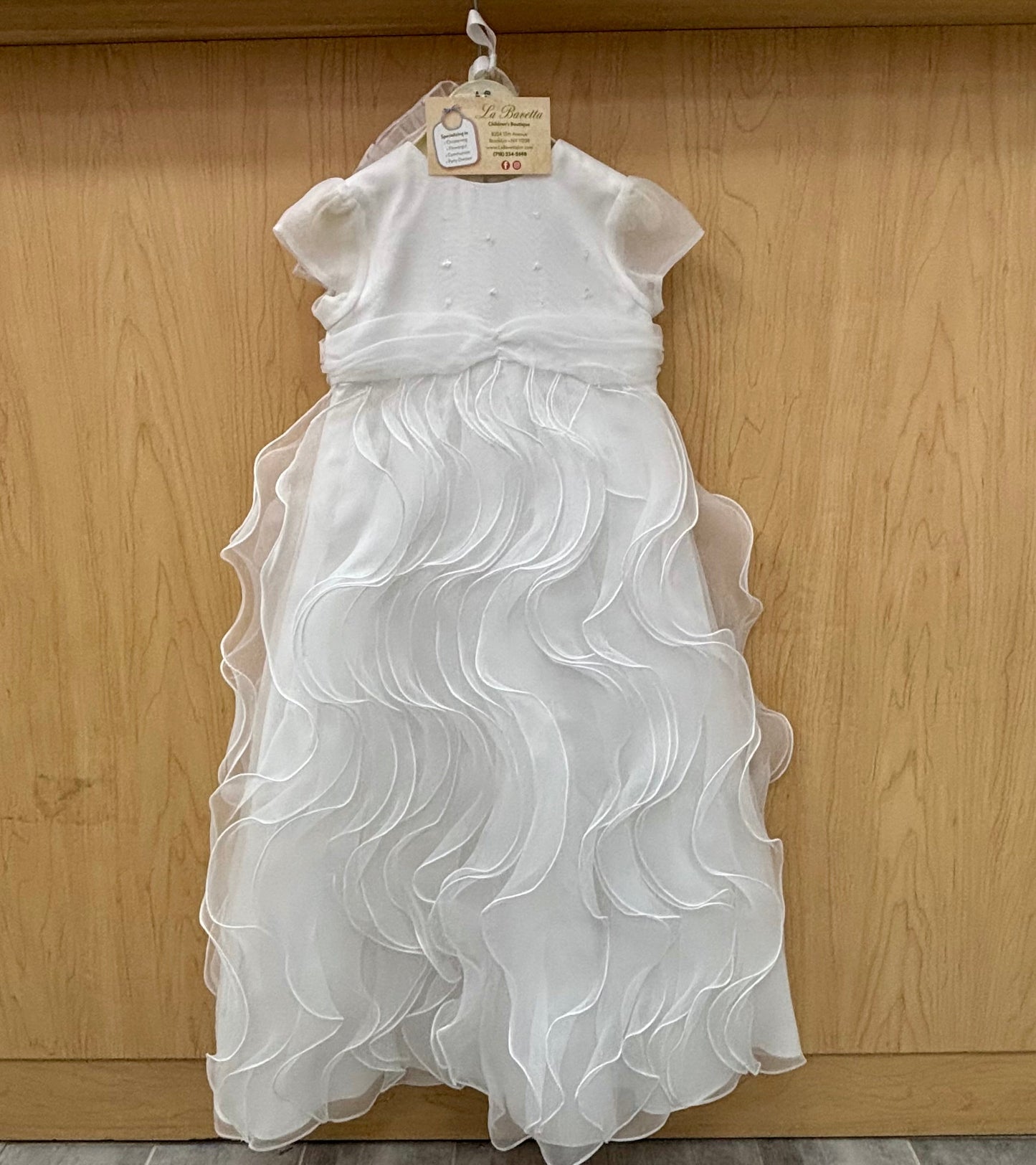 Cascading Ruffle Christening Gown with Bonnet