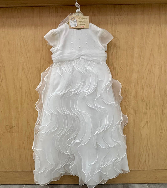 Cascading Ruffle Christening Gown with Bonnet