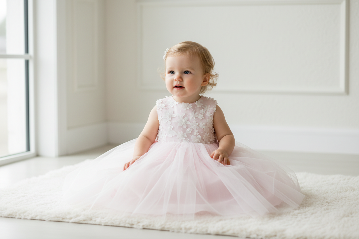 Sarah Louise 1st birthday pink and pink Party Dress