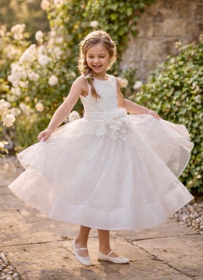 White Dress with Lace Detail Made In Italy