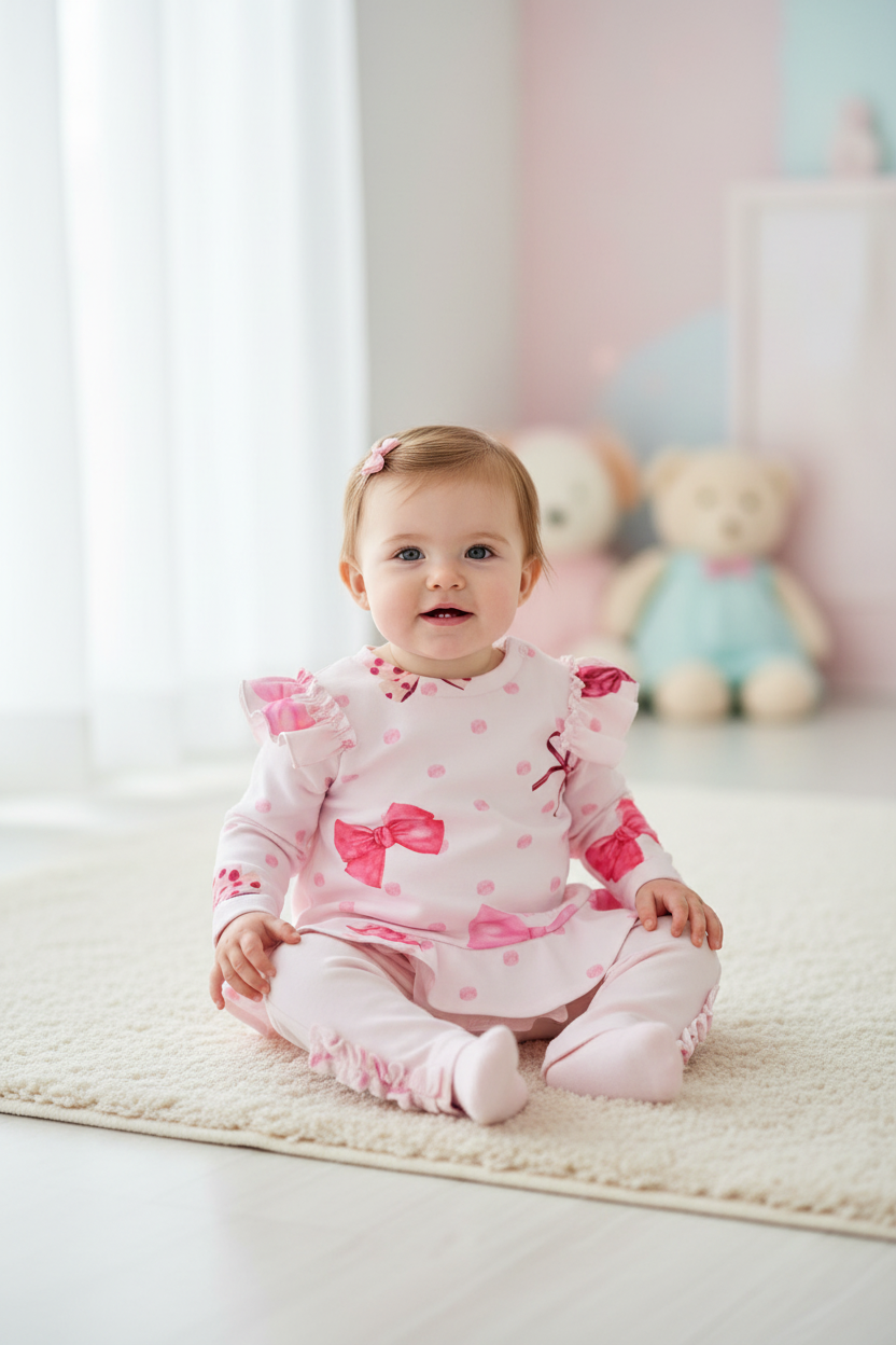 Pretty in Bows: Italian Cotton Baby Girl Pants Set by Bimbalo