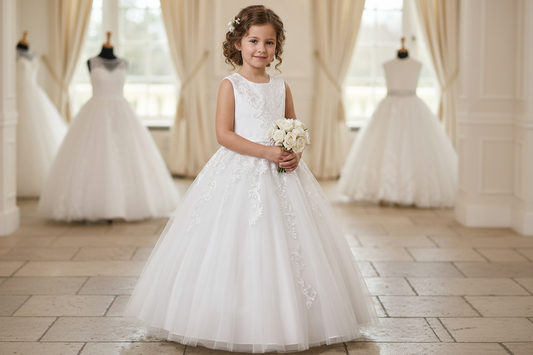 Satin bodice Sweetie Pie communion dress