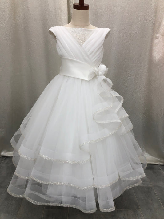 Michelina Bimbi Tiered Shimmer communion Gown made in Italy