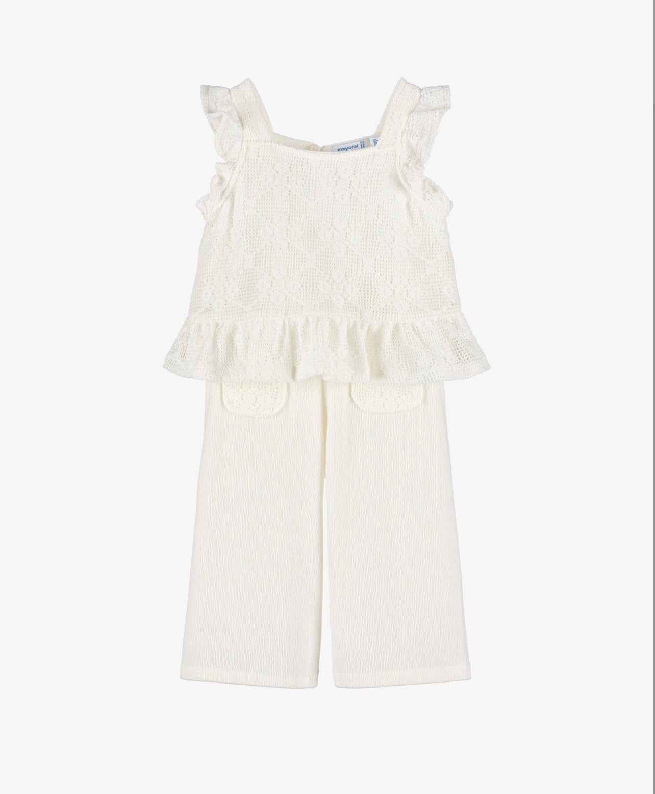 Girls Ivory crochet Top and Pants set