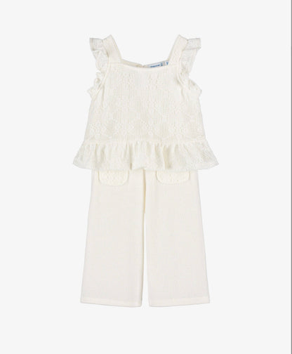 Girls Ivory crochet Top and Pants set