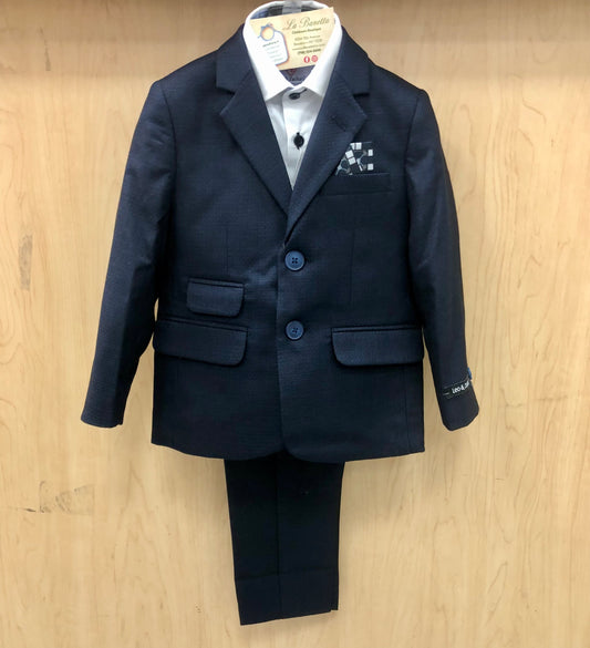 Navy Honey Comb Weave Boys Suit