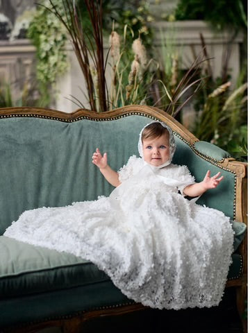 Teter Warm 3D flower Christening Dress Viola BL01