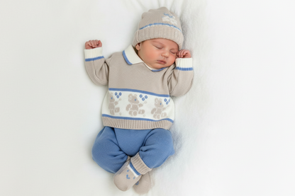 Take me home Blue and Tan baby boy set with Bears Made in Italy