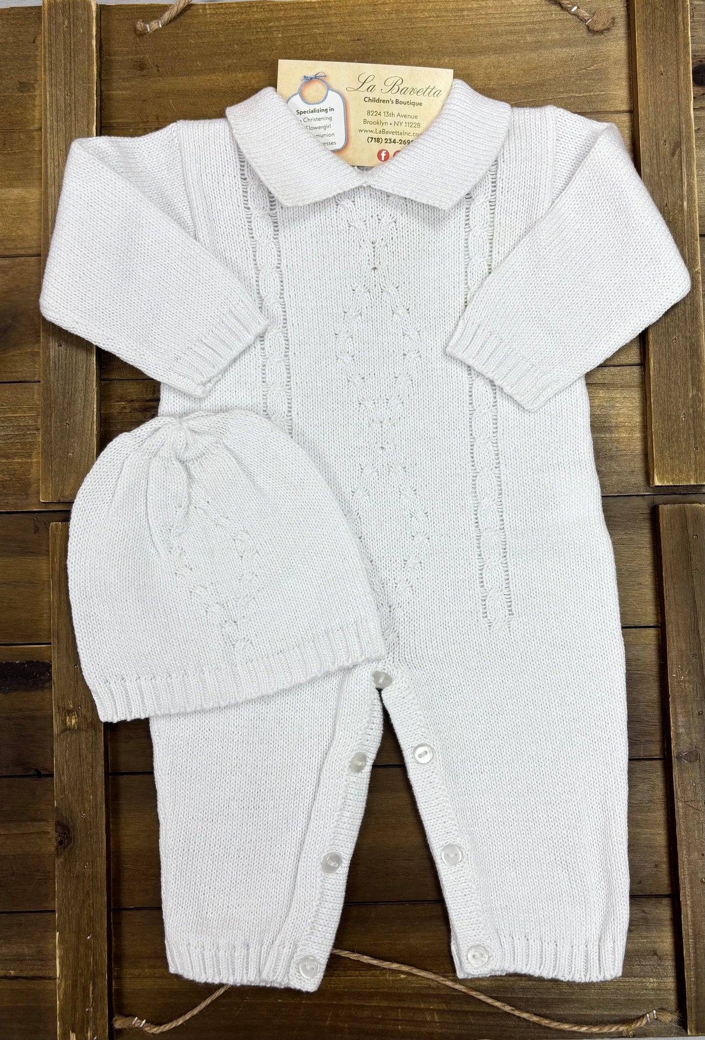White Knit Take-Home Set — Romper, Hat & Blanket