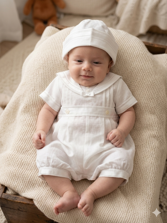 Baby Boy Sailor Romper Set with Hat