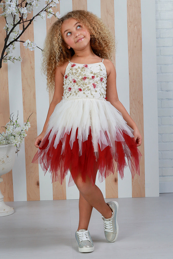 Fleur Emma Ivory /Berry Blossom Ombré Tulle Dress