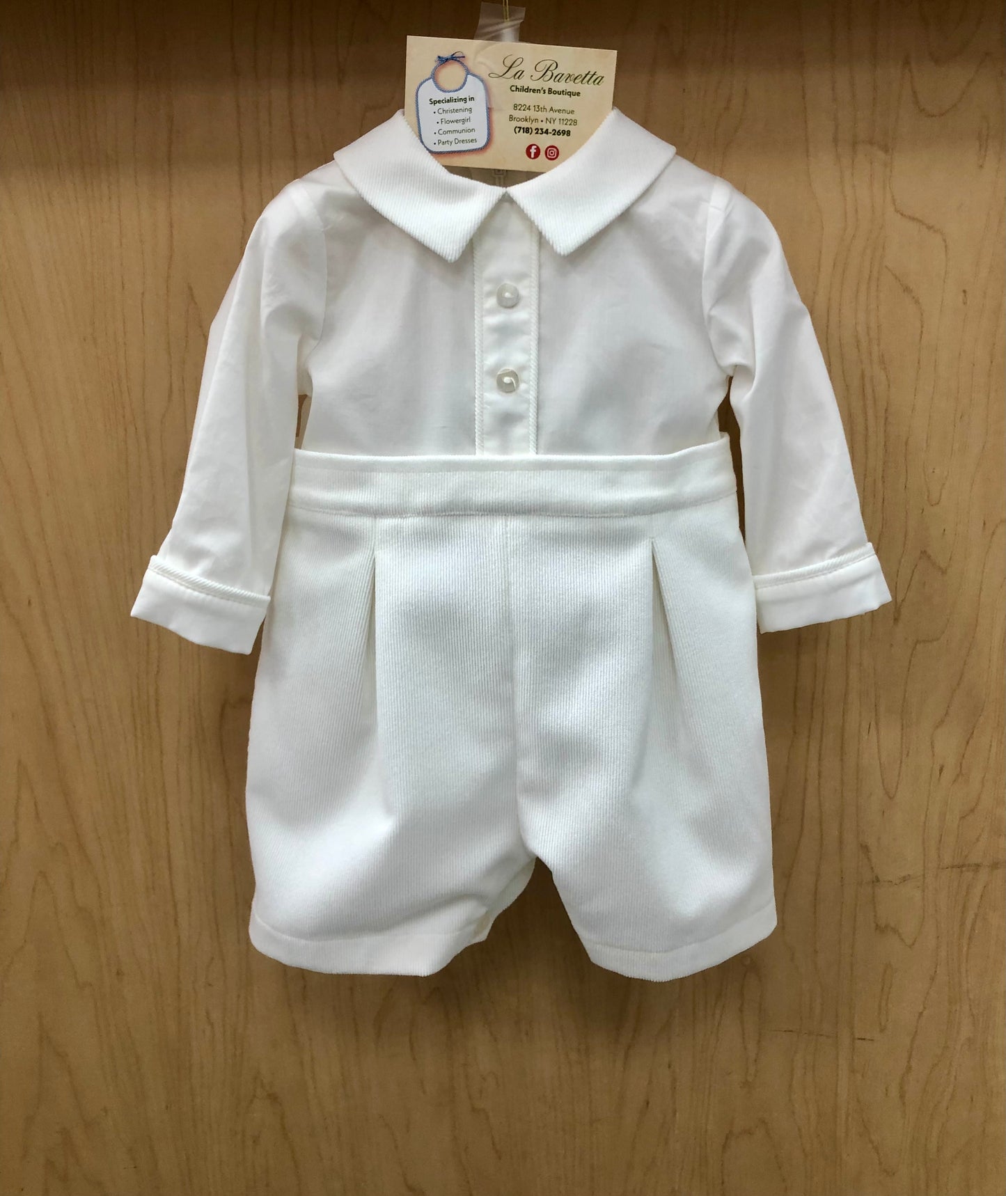 White cotton/velveteen winter shorts Romper