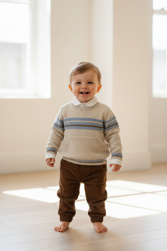 Bimbalo boys Tan Sweater and Brown corduroy  pants set