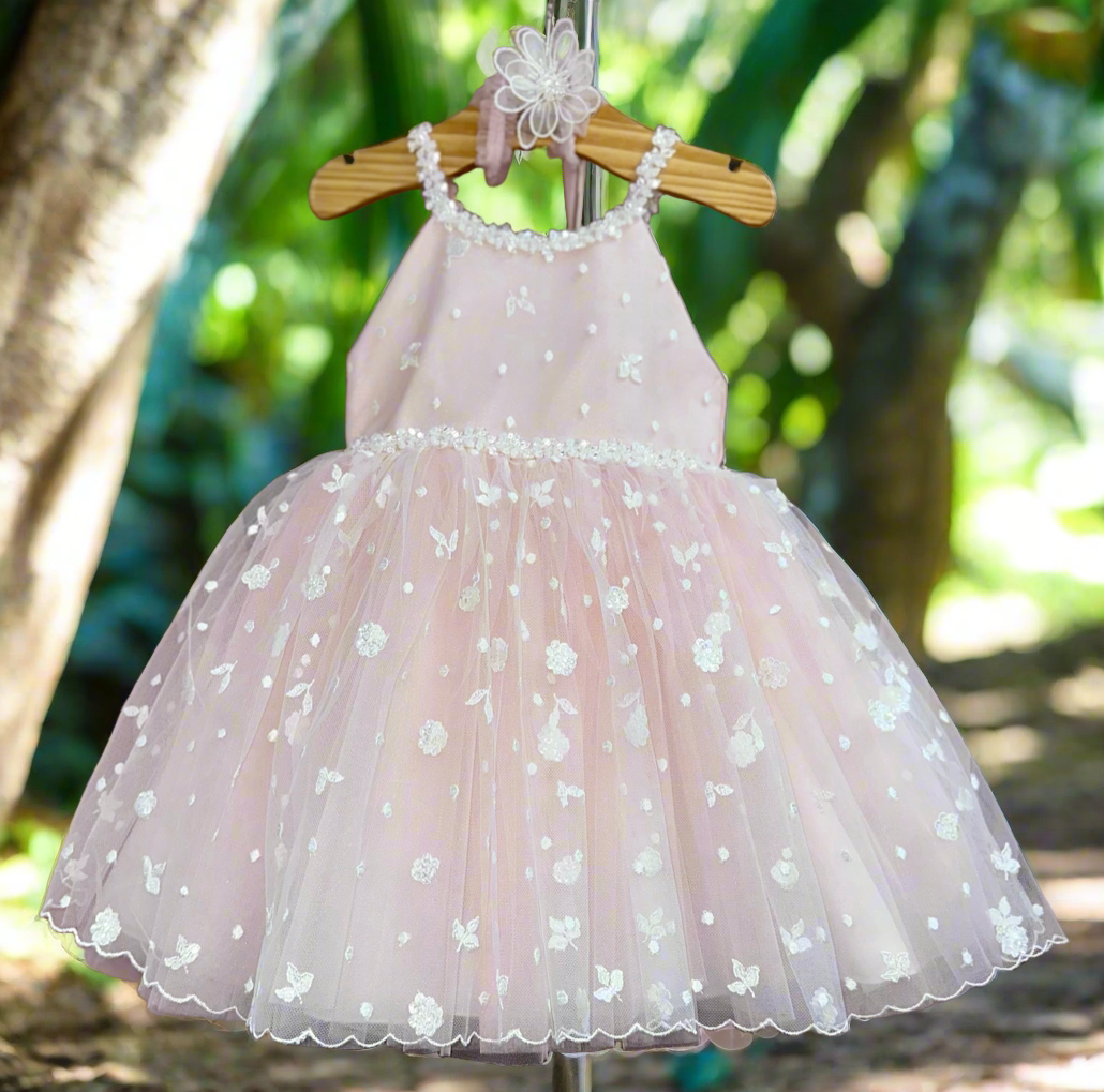 Pink and Pink 1st Birthday Dress Dolce Bambini | Childrens shopping