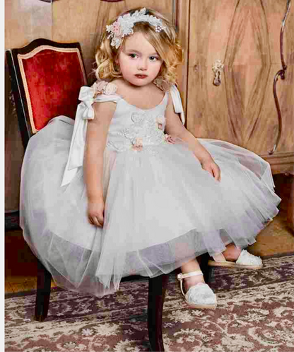 Tulle and lace Dress with blush rosettes