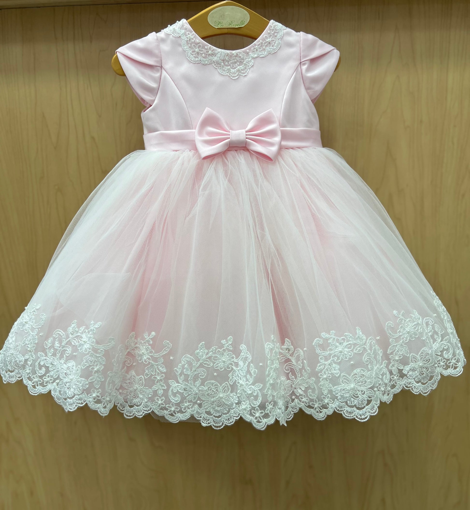 1st Birthday pink and pink lace Dress by Sarah Louise | Childrens shopping | La Bavetta