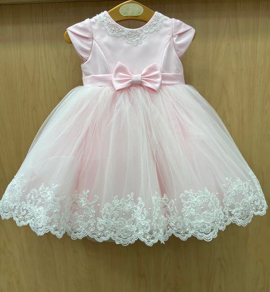 1st Birthday pink and pink lace Dress by Sarah Louise | Childrens shopping | La Bavetta