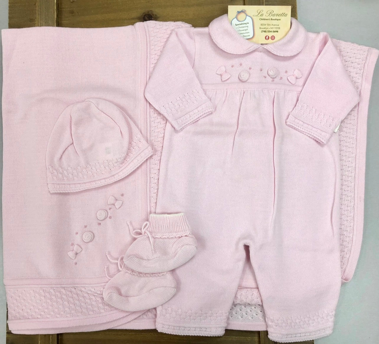 Pink Knit Baby Take-Home Set — 4-Piece Layette