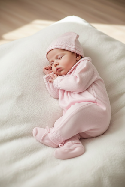Pink Knit Baby Take-Home Set — 4-Piece Layette
