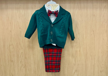 4pc boys Classic Holiday  plaid and green pants set