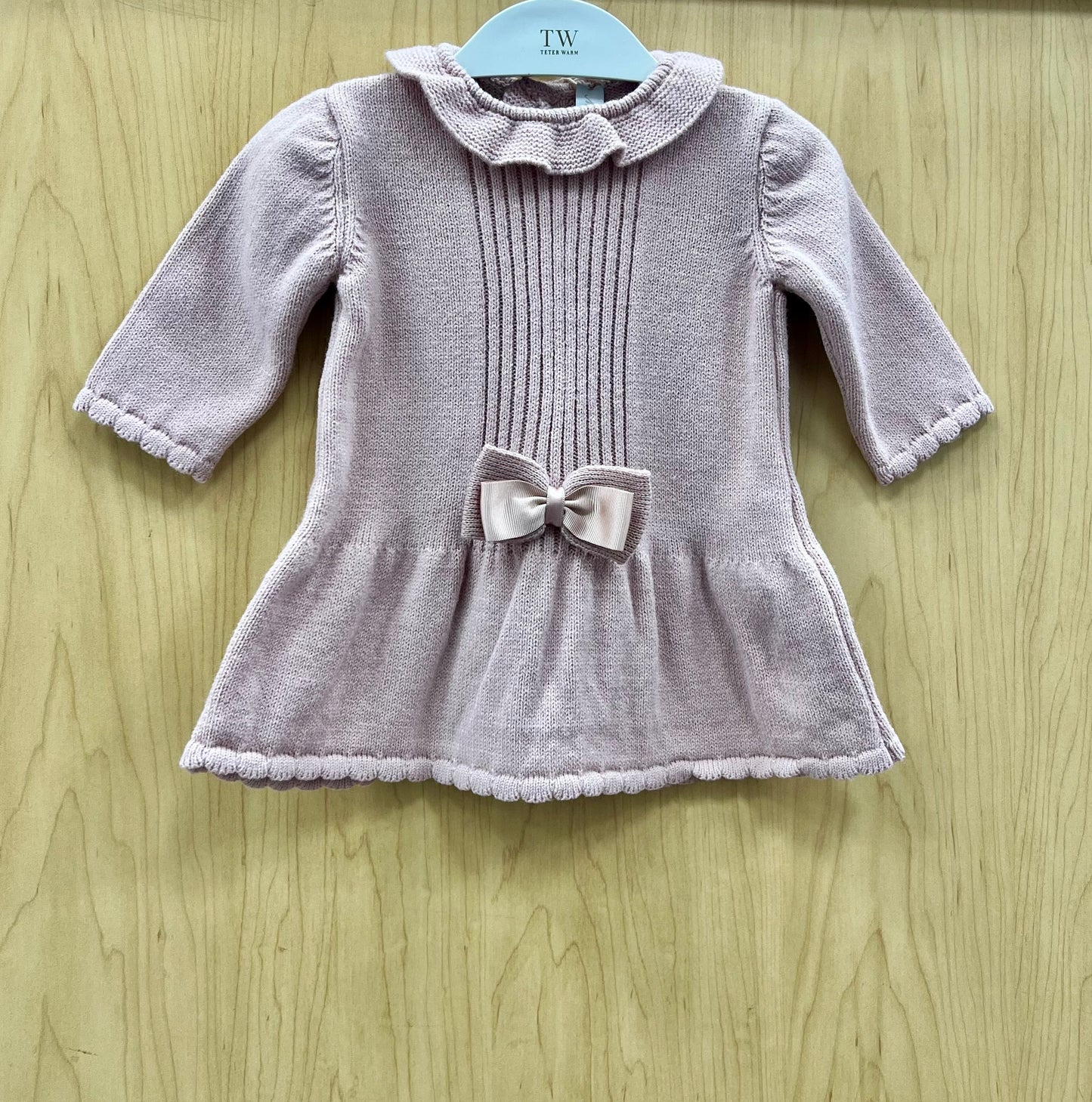 Pink/Mauve knit Dress with Bow