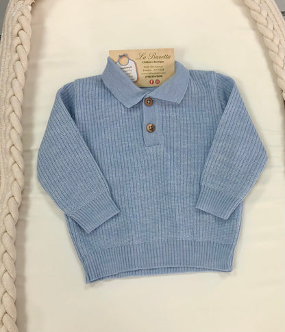 Baby Boys 2pc Ribbed Blue Pants set Made In Italy