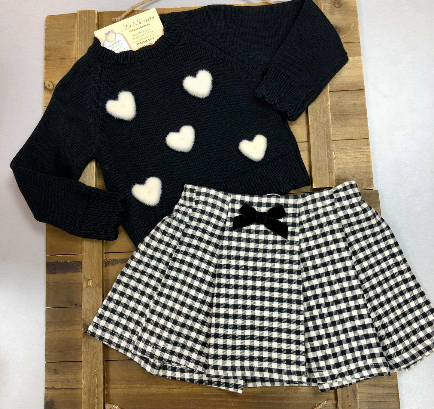 2pc black & white houndstooth skirt set