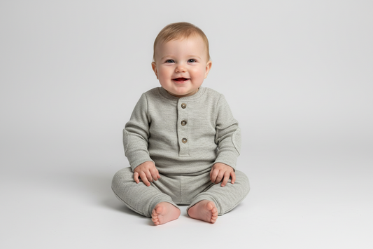 Oh baby! Honeycomb Henley Elbow Patch 2pc set Spruce